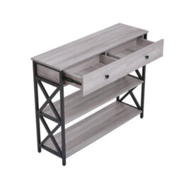 Living And Home 2 Drawers Narrow Console Table Sofa Couch Side Table With 2 Storage Shelves For Entryway Hallway - thumbnail 6