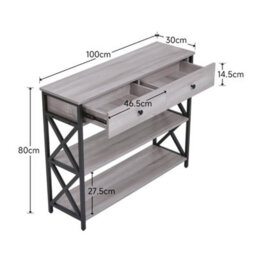 Living And Home 2 Drawers Narrow Console Table Sofa Couch Side Table With 2 Storage Shelves For Entryway Hallway - thumbnail 8