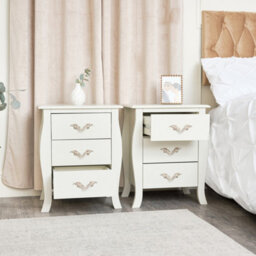 Melody Maison Large 3 Drawer Chest Of Drawers & Pair Of Bedside Tables - Elizabeth Ivory Range - thumbnail 8