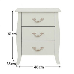 Melody Maison Large 3 Drawer Chest Of Drawers & Pair Of Bedside Tables - Elizabeth Ivory Range - thumbnail 9