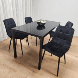 Kosy Koala Dining Table And 4 Chairs Black Glass 4 Velvet Chairs  Dining Room Furniture - thumbnail 6