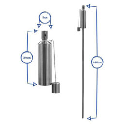Harbour Housewares 146Cm Metal Garden Torches - Cylinder - Set Of 2 Silver Outdoor Lighting Oil Fuel Lamp Candle Flame Lantern - thumbnail 9