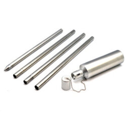 Harbour Housewares 146Cm Metal Garden Torches - Cylinder - Set Of 2 Silver Outdoor Lighting Oil Fuel Lamp Candle Flame Lantern - thumbnail 4