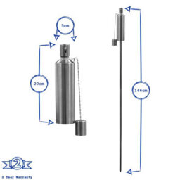 Harbour Housewares 146Cm Metal Garden Torches - Cylinder - Set Of 2 Silver Outdoor Lighting Oil Fuel Lamp Candle Flame Lantern - thumbnail 3