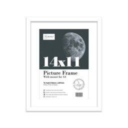 "14X11"" White Frame With Mount For A4 Pictures 20mm Thin Edge Portrait And Landscape Display With Wall Hooks And Kickstand" - thumbnail 1