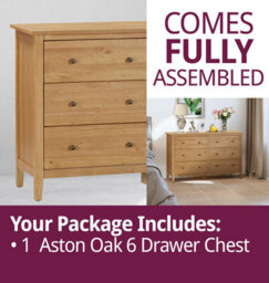 Hallowood Furniture Aston Oak 6 Drawer Chest - thumbnail 7
