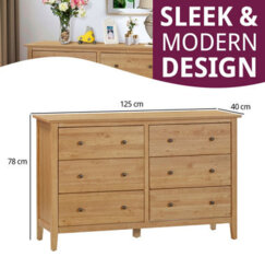 Hallowood Furniture Aston Oak 6 Drawer Chest - thumbnail 3