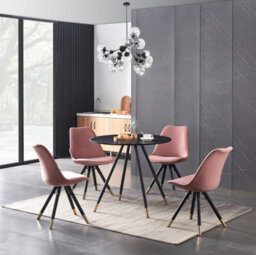 Life Interiors Sofia Dorchester Lux Dining Set, A Table And Chairs Set Of 4, Black/pink - thumbnail 2