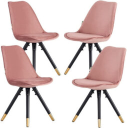 Life Interiors Sofia Dorchester Lux Dining Set, A Table And Chairs Set Of 4, Black/pink - thumbnail 4