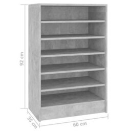 Berkfield Shoe Cabinet Concrete Grey 60X35X92 Cm Engineered Wood - thumbnail 7