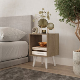 Urbn-Living Urbnliving 30Cm Height Oak Cube Wooden Storage Cube Bookcase Scandinavian Style White Legs Living Room Bedroom - thumbnail 2