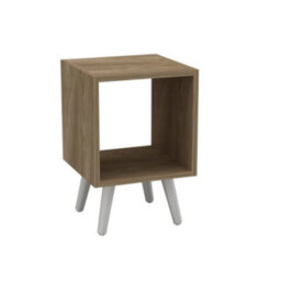 Urbn-Living Urbnliving 30Cm Height Oak Cube Wooden Storage Cube Bookcase Scandinavian Style White Legs Living Room Bedroom - thumbnail 1