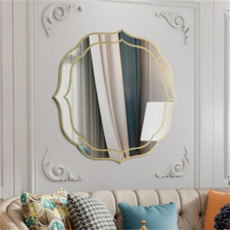 Artloge 80X80Cm Large Glass Wall Mirror Beveled Golden Rim Accent Mirror Entryway Bathroom Decor - thumbnail 4