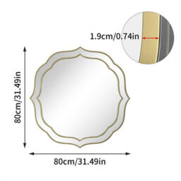 Artloge 80X80Cm Large Glass Wall Mirror Beveled Golden Rim Accent Mirror Entryway Bathroom Decor - thumbnail 2