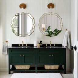 Artloge 80X80Cm Large Glass Wall Mirror Beveled Golden Rim Accent Mirror Entryway Bathroom Decor - thumbnail 9