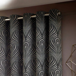 Paoletti Gatsby Jacquard Room Darkening Eyelet Curtain Pair Black (W)168Cm X (D)183Cm - thumbnail 3