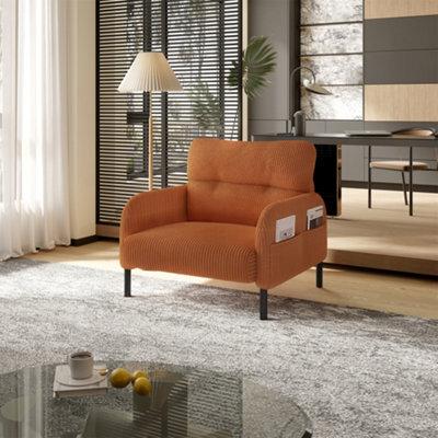 Abrihome Corduroy Fabric, Comfortable Monochrome Single Person Wide Seat Chair, Suitable For Living Rooms And Bedrooms,orange - image 1