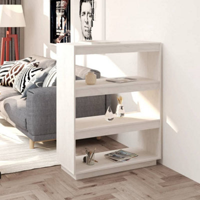 Berkfield Book Cabinet/room Divider White 80X35X103 Cm Solid Pinewood - image 1