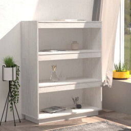 Berkfield Book Cabinet/room Divider White 80X35X103 Cm Solid Pinewood - thumbnail 3