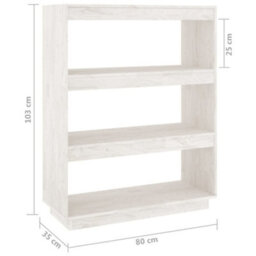 Berkfield Book Cabinet/room Divider White 80X35X103 Cm Solid Pinewood - thumbnail 8