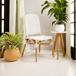 Orsina White Natural Rattan Dining Chair, Cane Dining Chair, Outdoor Rattan Chair, Sturdy Wood Dining Chair - thumbnail 7