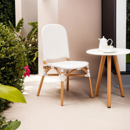 Orsina White Natural Rattan Dining Chair, Cane Dining Chair, Outdoor Rattan Chair, Sturdy Wood Dining Chair - thumbnail 6