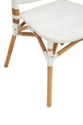 Orsina White Natural Rattan Dining Chair, Cane Dining Chair, Outdoor Rattan Chair, Sturdy Wood Dining Chair - thumbnail 5