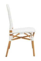 Orsina White Natural Rattan Dining Chair, Cane Dining Chair, Outdoor Rattan Chair, Sturdy Wood Dining Chair - thumbnail 3