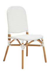 Orsina White Natural Rattan Dining Chair, Cane Dining Chair, Outdoor Rattan Chair, Sturdy Wood Dining Chair - thumbnail 2