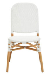 Orsina White Natural Rattan Dining Chair, Cane Dining Chair, Outdoor Rattan Chair, Sturdy Wood Dining Chair