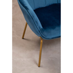 Orsina And Durable Blue Velvet Armchair With Gold Legs, High Back Patterned Armchair, Easy To Maintain Bucket Chair - thumbnail 7