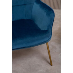 Orsina And Durable Blue Velvet Armchair With Gold Legs, High Back Patterned Armchair, Easy To Maintain Bucket Chair - thumbnail 9