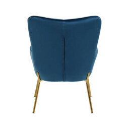 Orsina And Durable Blue Velvet Armchair With Gold Legs, High Back Patterned Armchair, Easy To Maintain Bucket Chair - thumbnail 4