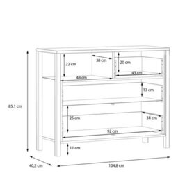 High Rock Chest Of 3 Drawers In Matt Black/riviera Oak - thumbnail 8
