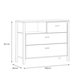 High Rock Chest Of 3 Drawers In Matt Black/riviera Oak - thumbnail 7