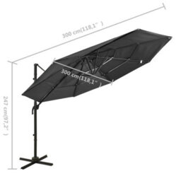 Berkfield Harmful 4-Tier Parasol With Aluminium Pole Anthracite 3X3 M - thumbnail 8