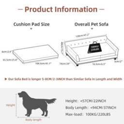Bingopaw Xl Elevated Dog Sofa Bed Pet Luxury Couch Calming Bed For Orthopedic Dogs,120X74X40Cm - thumbnail 2