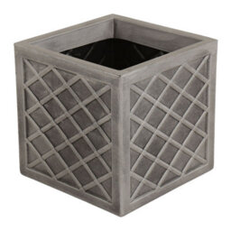 Charles Bentley Pair Of Lazio Square Pewter Planters (Dia. 32Cm) Grey Plastic - thumbnail 4