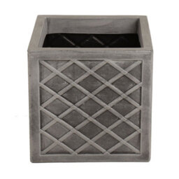Charles Bentley Pair Of Lazio Square Pewter Planters (Dia. 32Cm) Grey Plastic - thumbnail 5