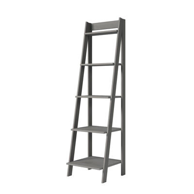 Bookcase Ladder Back Distressed Grey Wax Solid Pine - image 1