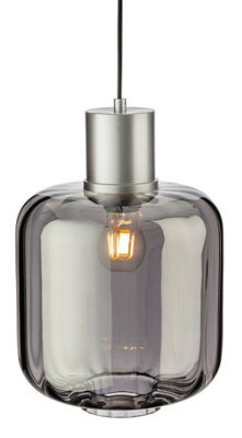 Luminosa Lighting Luminosa Eton Pendant Light Aluminium With Smoked Glass