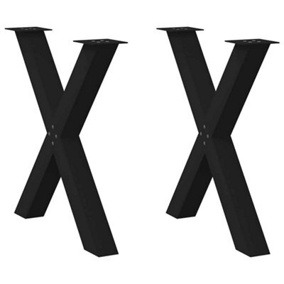 Berkfield Dining Table Legs X-Shaped 2 Pcs Black 70X(72-73) Cm Steel - image 1