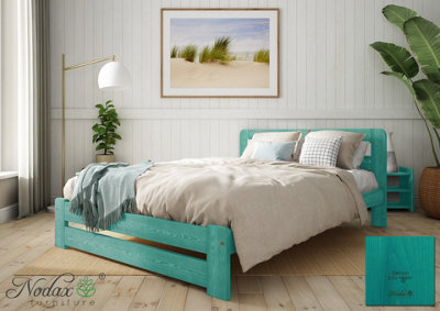 Nodax Durable & Eco-Finish Colour Wooden Bed Frame With Woodstain Finish - F1 Aurora Bed Frame 4Ft (Denim) - image 1