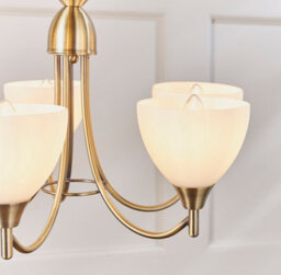 Anson Lighting Royal 5Lt Pendant Light Finished In Antique Brass Plate And Matt Opal Glass - thumbnail 3