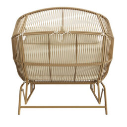 Matteo Beige 2-Seater Garden Swing Rocking Chair With Cushions, Durable Pe Rattan & Metal Frame - thumbnail 9