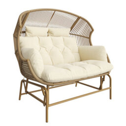 Matteo Beige 2-Seater Garden Swing Rocking Chair With Cushions, Durable Pe Rattan & Metal Frame - thumbnail 7