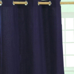 Homescapes Plain Off Navy Blue Cotton Eyelet Curtains 137 X 228 Cm - thumbnail 2