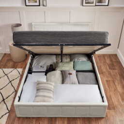Home Treats Ottoman Bed Frame Small Double White Boucle Storage Bed - No Mattress - thumbnail 4