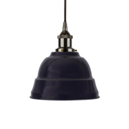 Navy Blue Lincoln Painted Dome Pendant Light With Black Nickel Lamp Holder And Black Round Cable - Se Home - thumbnail 1