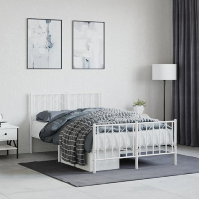 Berkfield Metal Bed Frame Without Mattress With Footboard White 120X190Cm - image 1